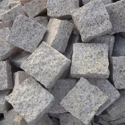 Cobble stone beige rustic G682 granite stone cube paving stone for outdoor landscaping