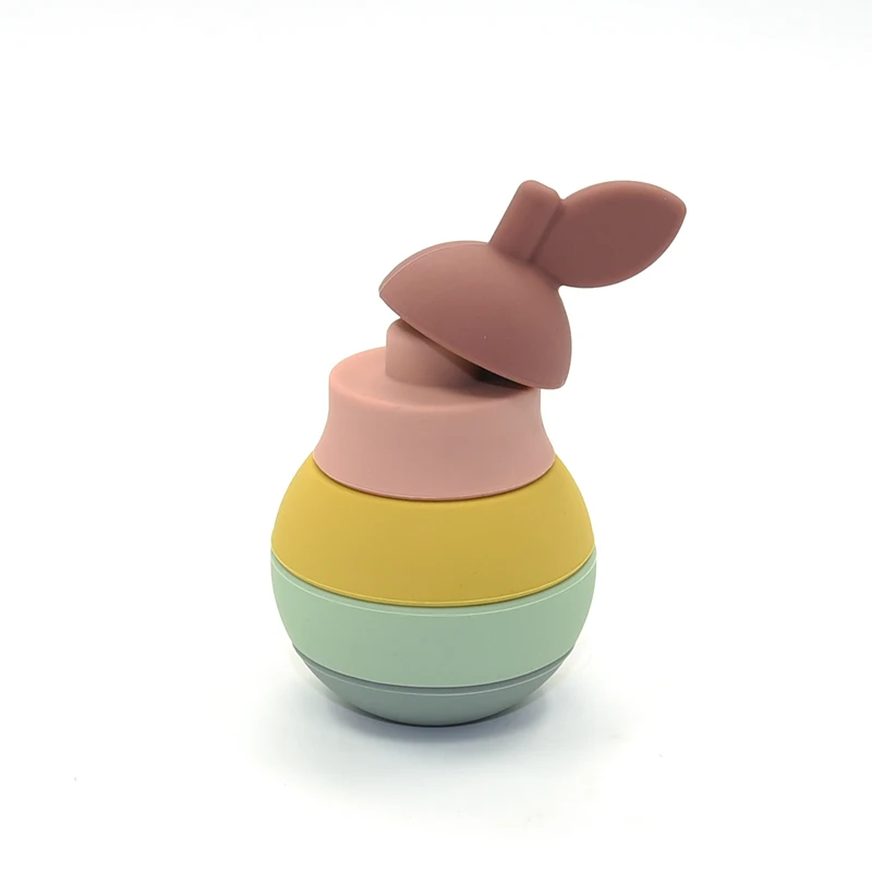 BPA fee food grade silicone educational toys silicone pear stacker toy for kids, toddlers baby teether toys