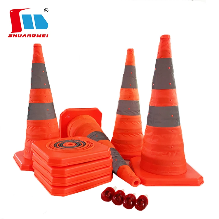 Highly Reflective Flexible Traffic Safety Cone Road Roadway Safety School Traffic Security Folding Reflective Cone