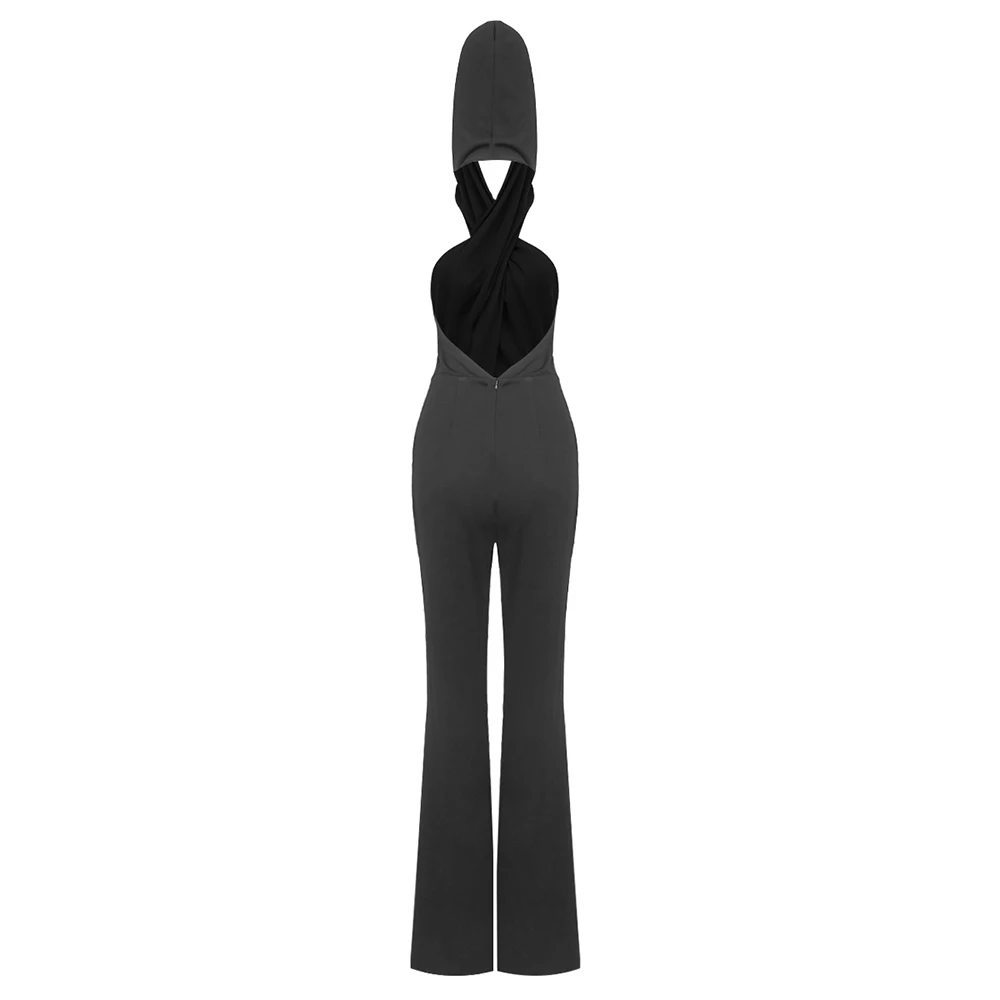 JB2242 Black Elegant Spandex Jumpsuit Women Clothing Sexy Club Sleeveless Fashion Backless Jumpsuit Party