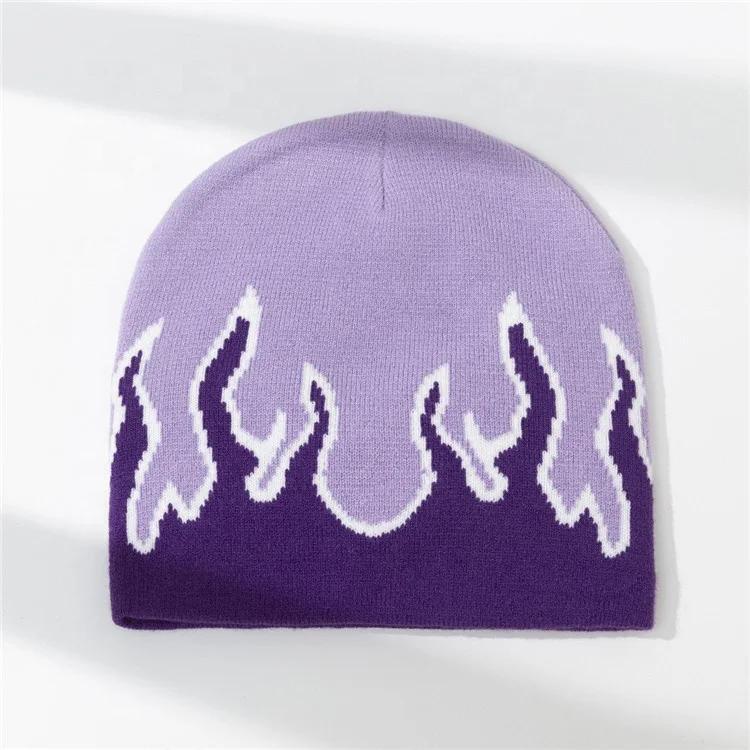 Adult Knitted Flame Pattern Hat Cute Students Outdoor Cycling Skiing Hat Lovely Cold Winter Keep Warm Hat for Couple