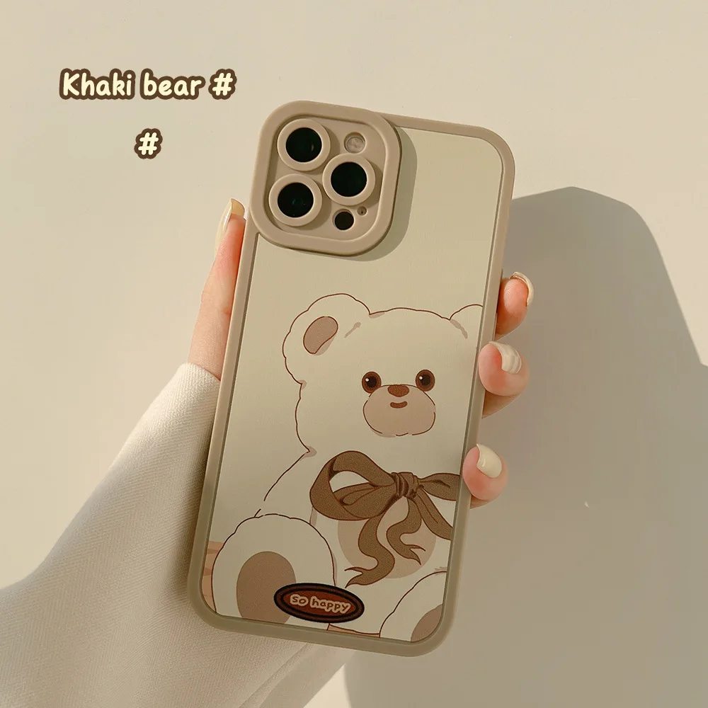 Retro bear tpu phone case for iphone 15 pro 14 plus 13 12 11 Pro Max XR X XS 7 8 Plus funny protective cover