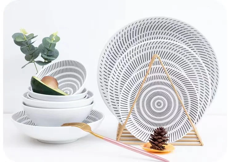 Wholesale price Flat Pasta Plate Bowl kitchen plate dining plate ceramic Porcelain Dinnerware for Kitchen and Eating