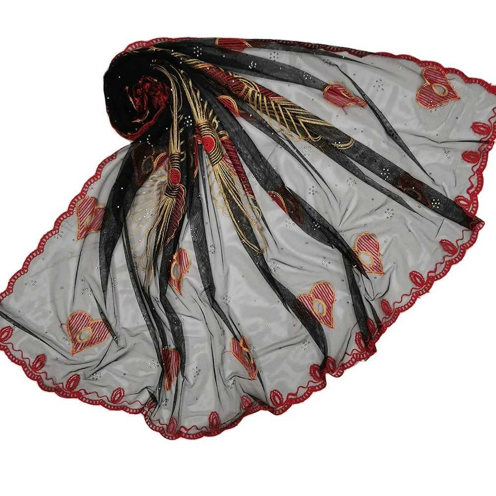 latest women shawl scarf mesh embroidered lace floral demond breathable hijab head scarf muslim Indonesia Islamic clothing