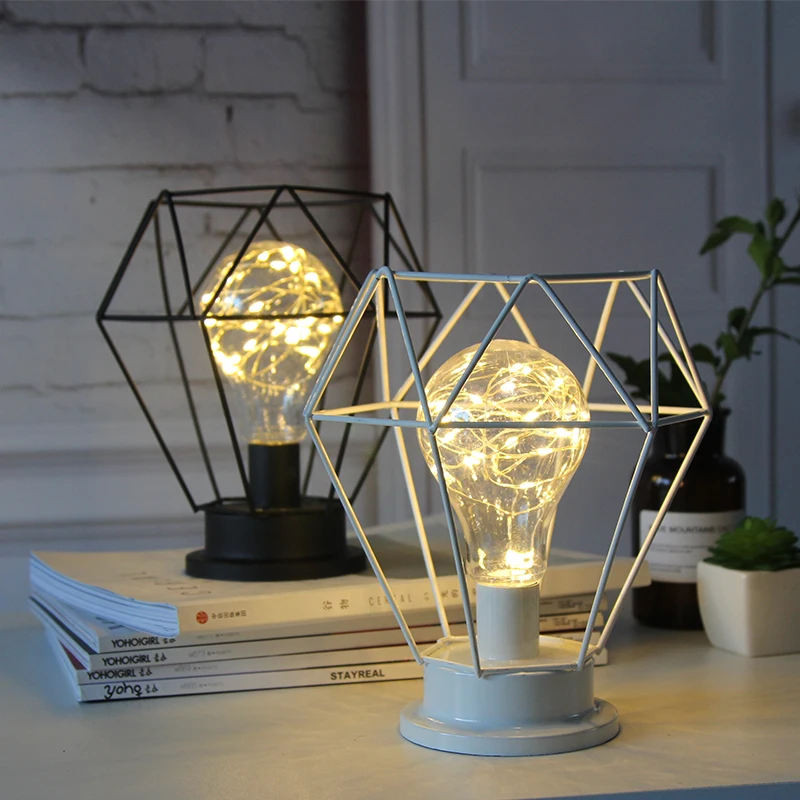 
Factory Direct Sales Wrought Iron Decorative Led Lantern Battery Powered Desktop Light 
