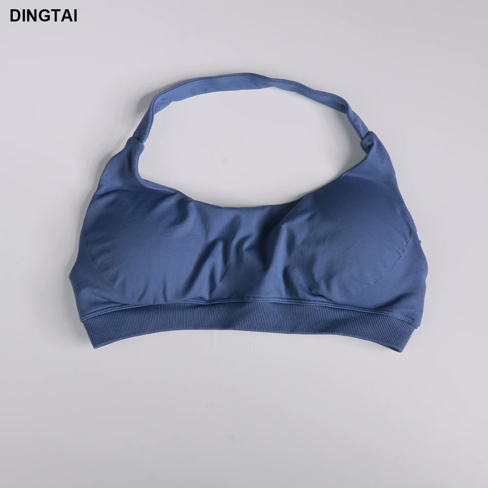 Womens Impact Sportswear Backless Halter Neck Workout Bra High Elastic Fitness Top Seamless Yoga Sports Bra