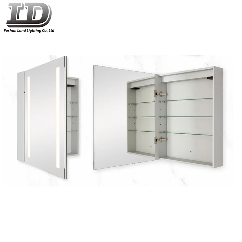 Side Storage Shelf Floating Vanity Wall Mounted Mirrored Bathroom Cabinet