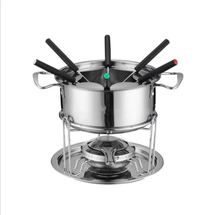 Stainless Steel Chocolate Heating Boiler Multi-person Self-service French Cheese Pot Diy Cheese Fondue