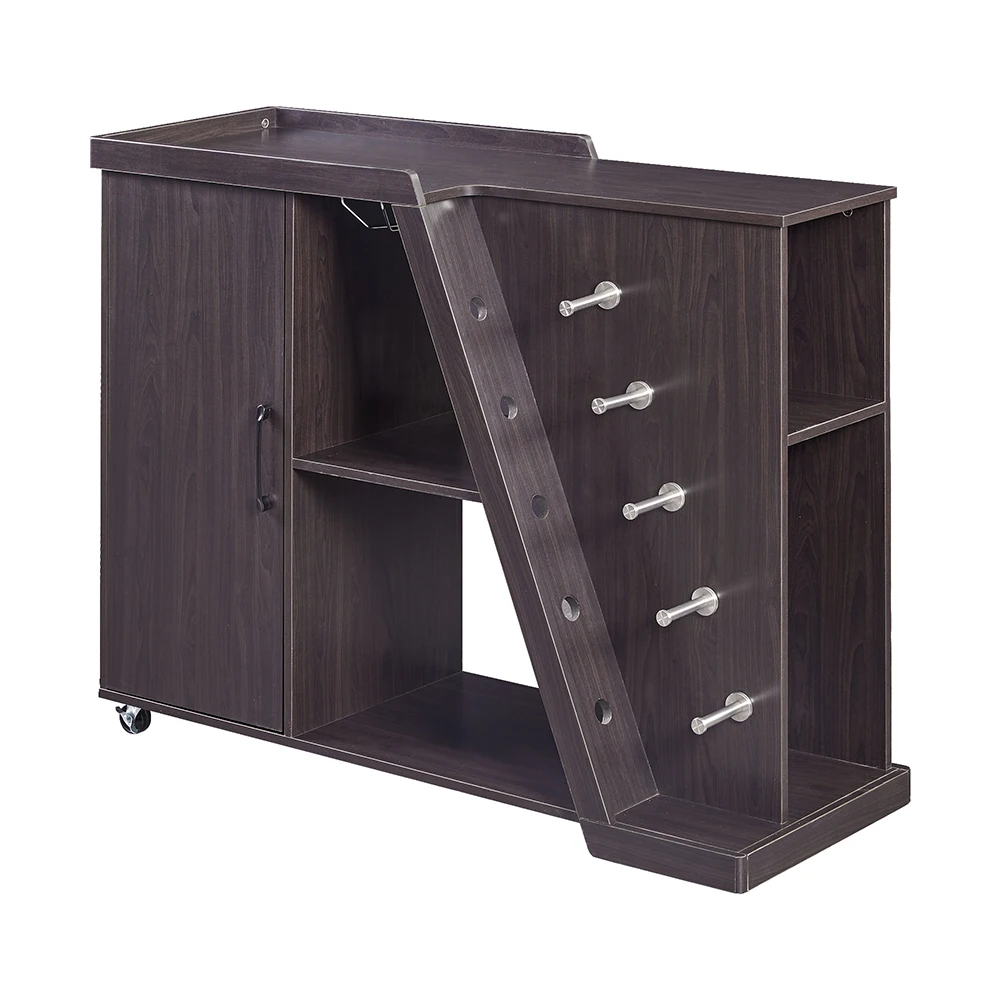 Kitchen Furniture Large Capacity Movable Wooden Kitchen Island With Wine Rack