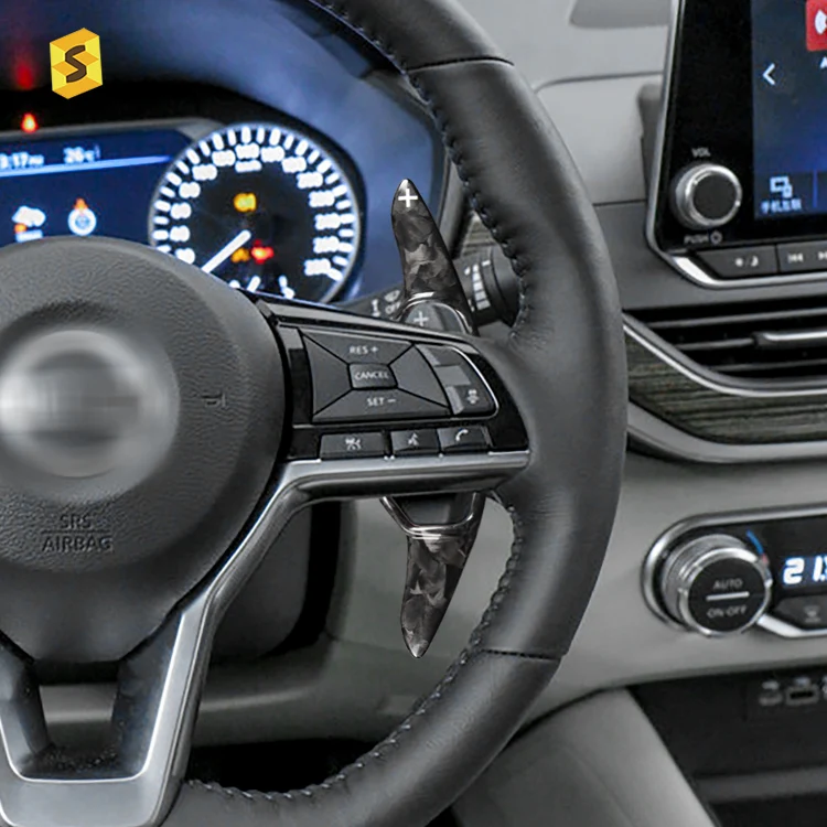 ES Car Interior Steering Wheel Extension Accessories Trim Real Forged Carbon Fiber Shift Paddle For Nissan Teana 2019 2020