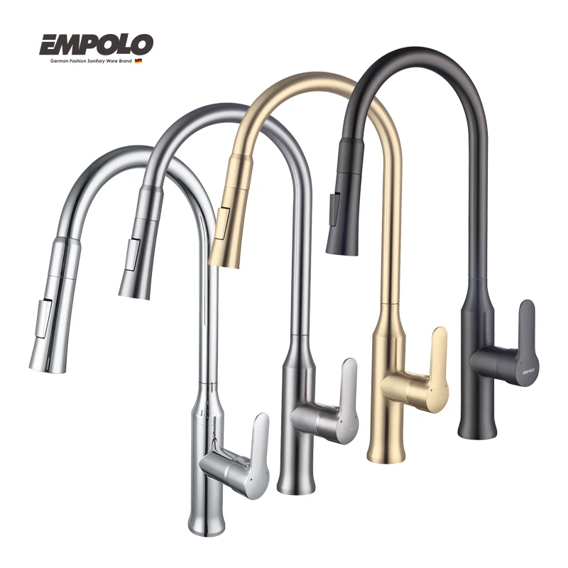 Commercial Brass cUPC Luxury Pull Out Kitchen Tap Faucet Modern Extendable Water Mixer Flexible Rotating Sink Kitchen Faucets