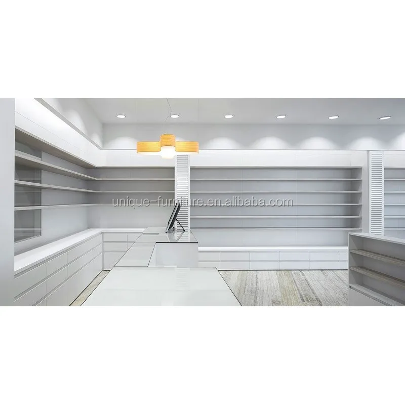 Wooden Drugstore Pharmacy Furniture Drugstore Pharmacy Display shelves Counter Medical Shop Interior Decoration