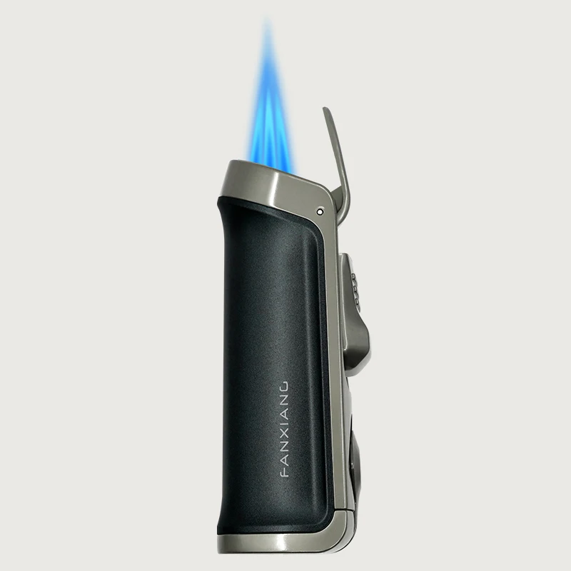 New Design Windproof Zinc Alloy Smoking Cigar Accessories Luxury Refillable Gas Lighter 3 Jet Flame Cigar Torch Lighter