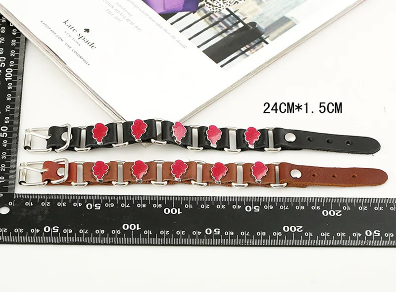 Trendy Accessories Jewelry Japan Anime Kakashi Red Cloud Woven Leather Bracelet For Man