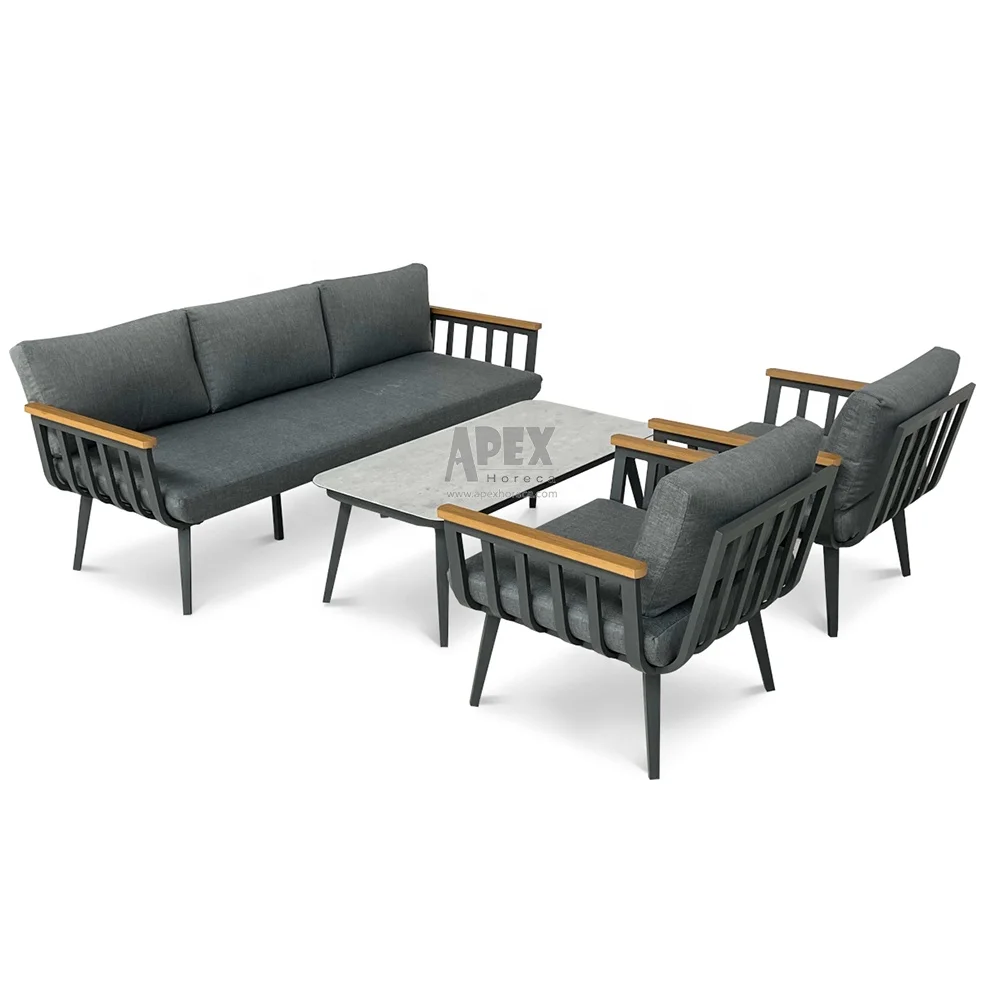 Ergonomic Design Aluminum Frame Constructed with a powder-coated aluminum frame outdoor fabric sofa set