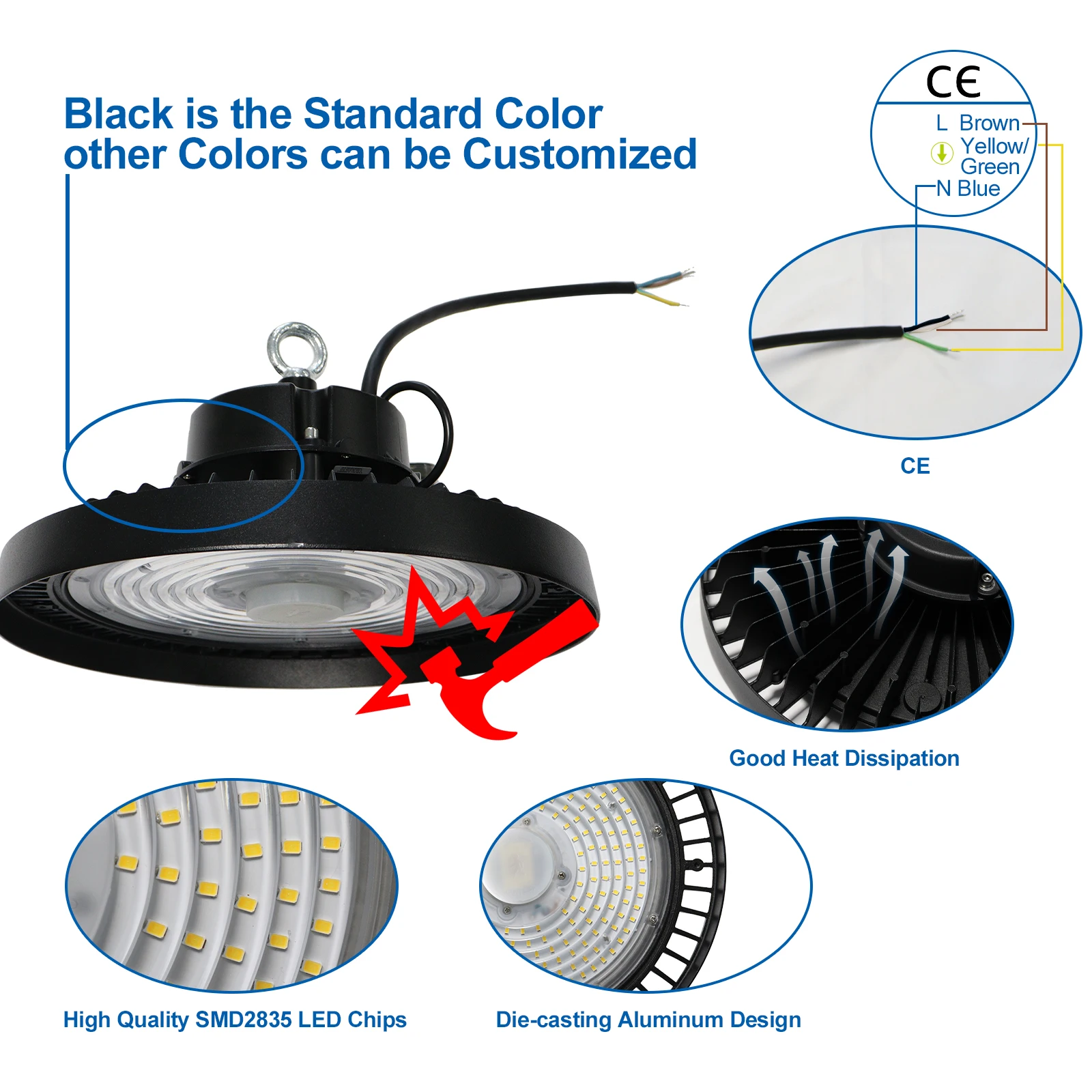 AC100-277V  200W UFO LED High Bay Lights with Motion Sensor 60Degree 90Degree 120Degree Beam Angle Available