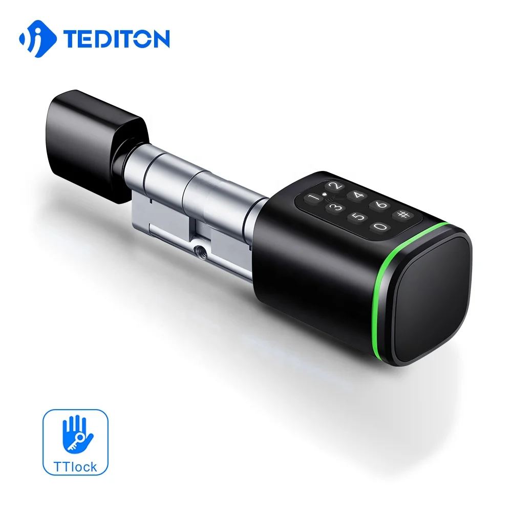 Tediton Европейский цилиндрический дверной замок в Европе TTlock APP регулируемый размер