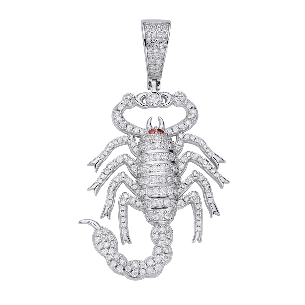 2024 High Quality Bestest Selling Jewelry Solid Silver Micro Pave 5A CZ 14K Golden Plated Animal Scorpion Pendant For Men