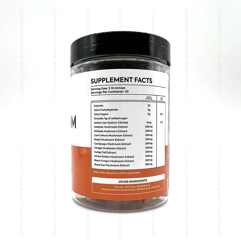 OEM&ODM Mushroom Gummies Supplement  Lions Mane Shitake Turkey Tail Chaga And Cordyceps 60pcs