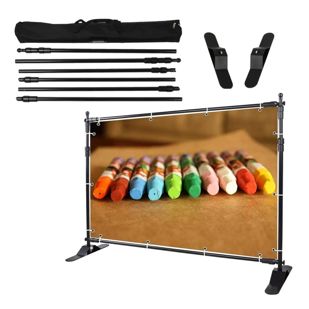 HLY 8x8  8x10 step and repeat banner Portable Advertising Adjustable Step Aluminum Backdrop Display telescopic banner stand