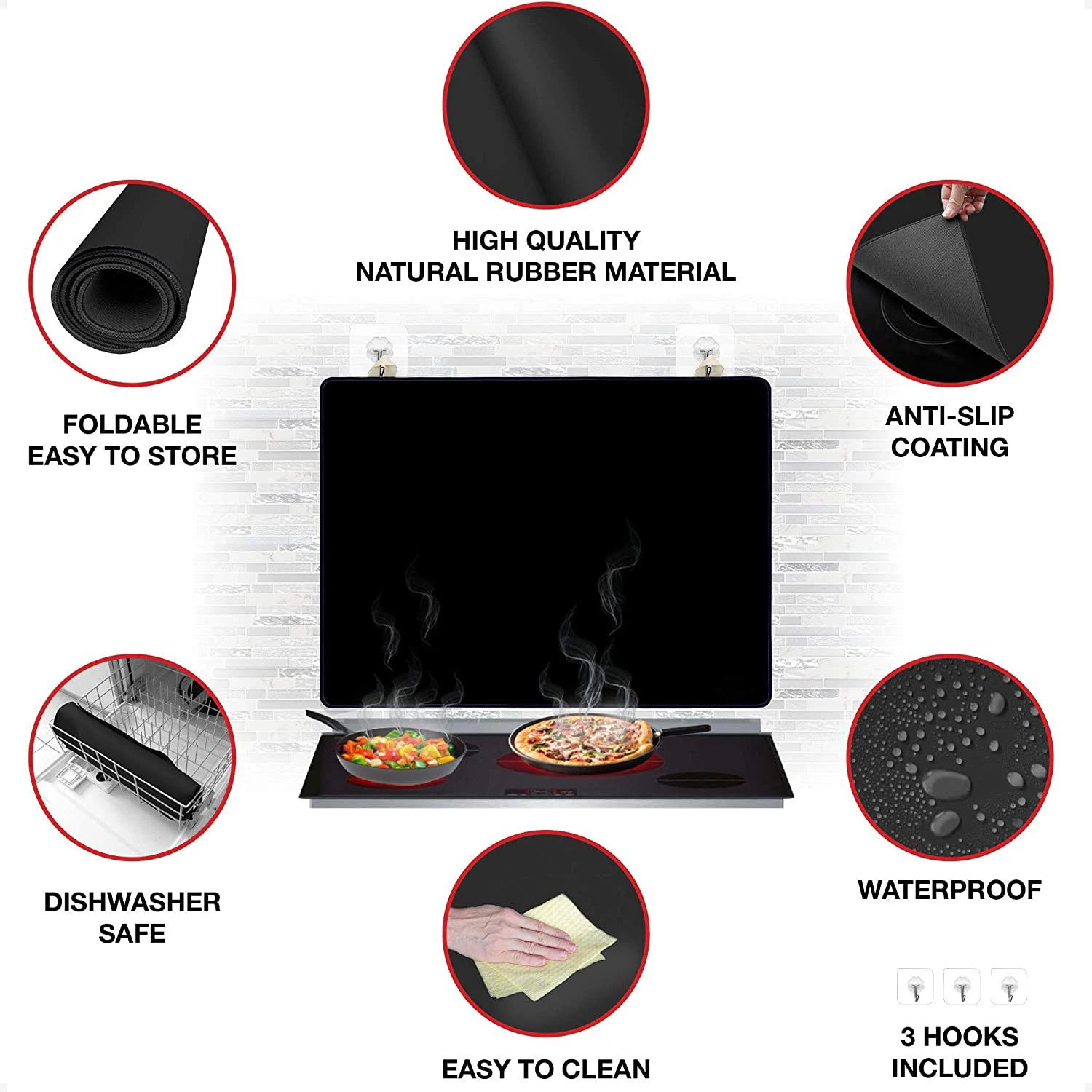Premium Hob Protector Double-layer Anti-slip Reusable Electric Stove Top Liner LFGB Approved