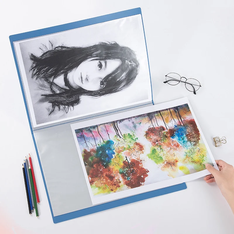 Custom Logo A3 PP Display Book Box File 10/20/30/40/60 Inner Pocket for Art Work Score Brochure Paper File Storage