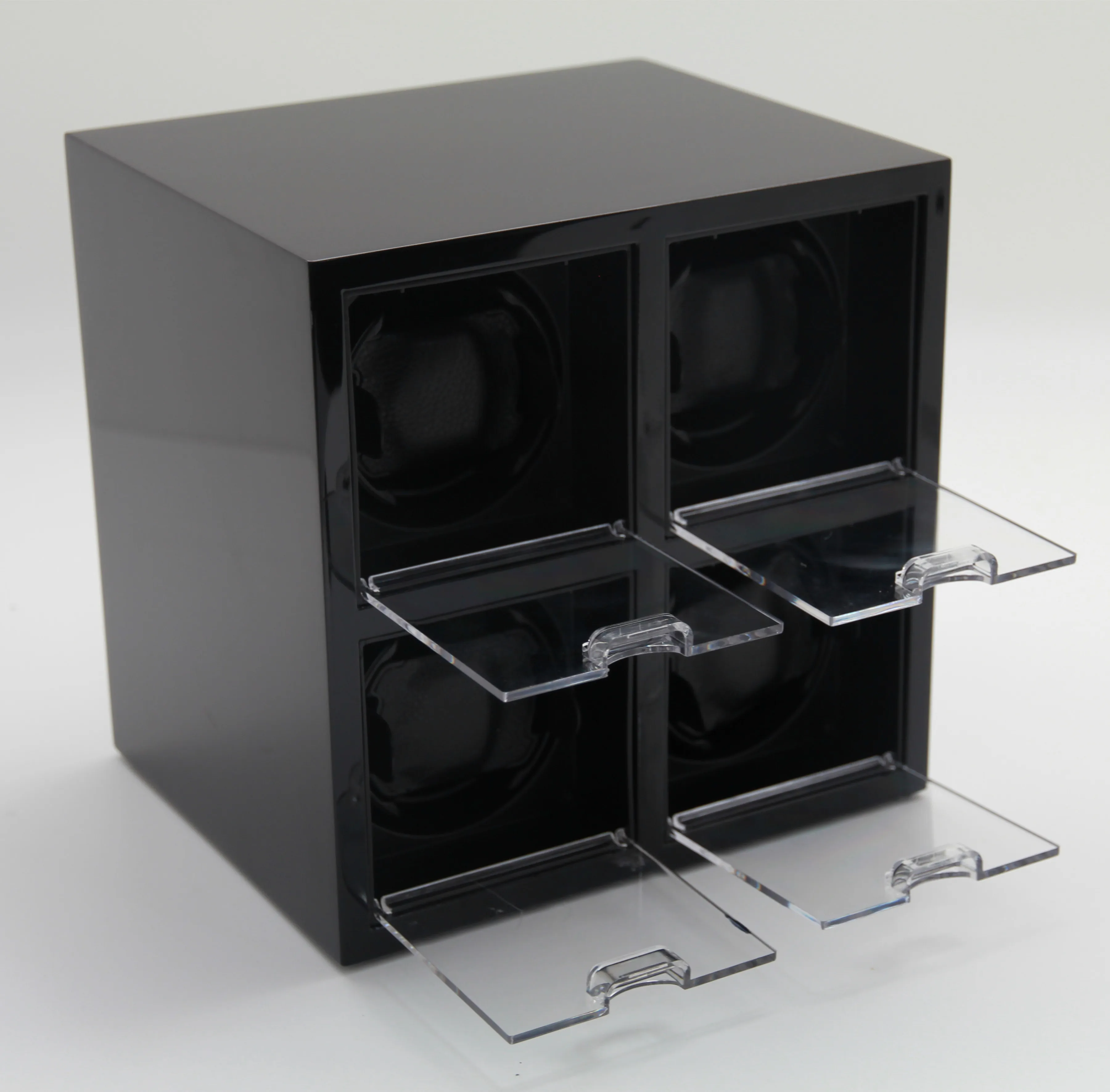 Luxury High quality  molle Automatic Watch winder safe mechanism wood leather rotations watch winder box 4 slots with OPEN-STOP