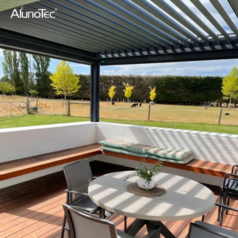 Factory Wholesale Bioclimatic Aluminum Pergola 3x3 4x3 5x4 6x4 Size With LED Lights For Cabanas