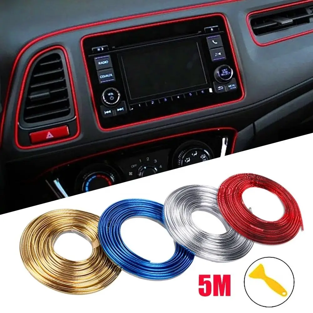 5M Car Dashboard Door Edge Insert Trim Styling Interior Decorative Moulding Universal Auto Accessories Insert Strip With Scraper