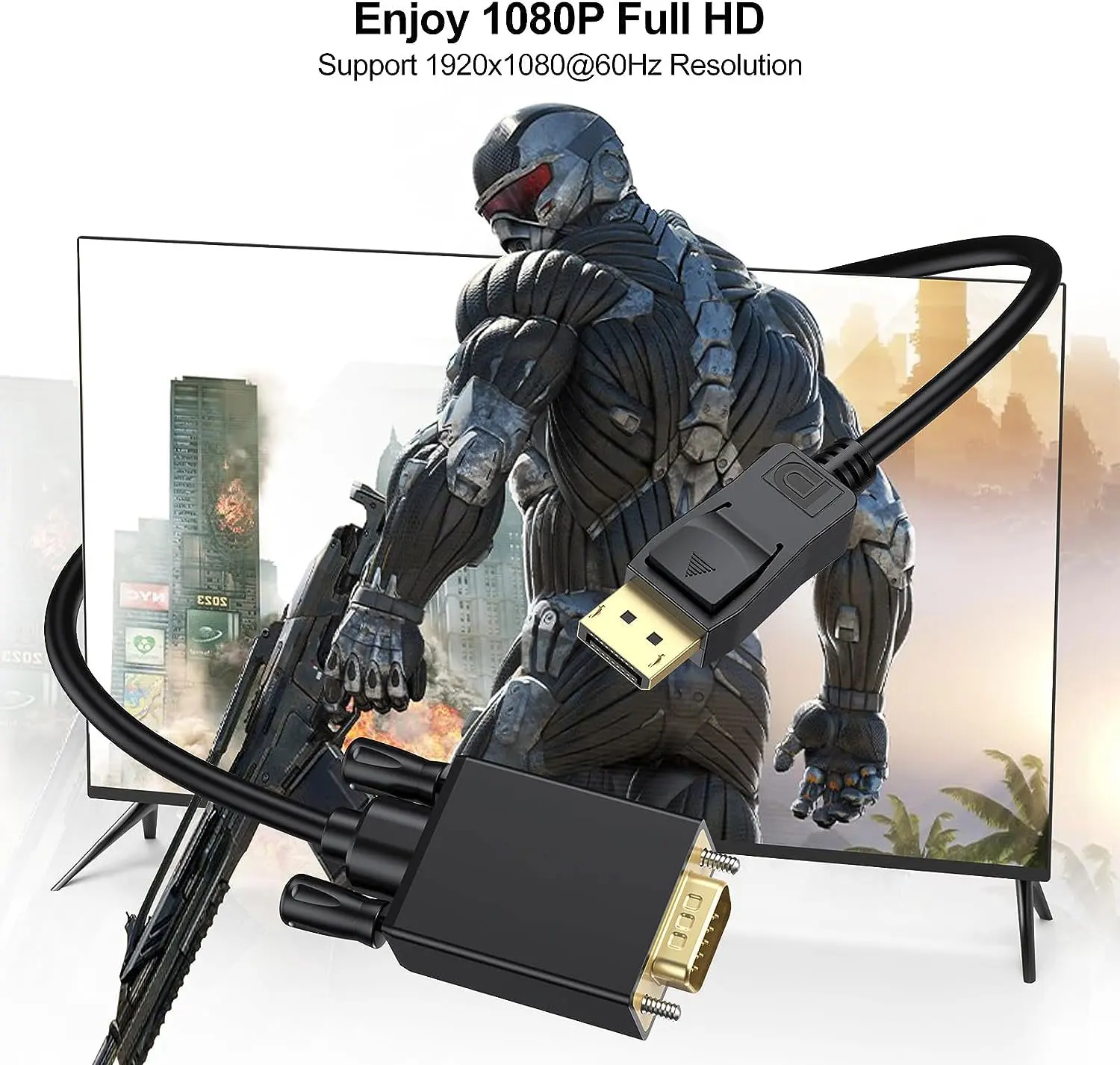 DisplayPort to VGA Cable 6 Feet  DP to VGA Cable 6FT Adapter Male to Male Gold Plated