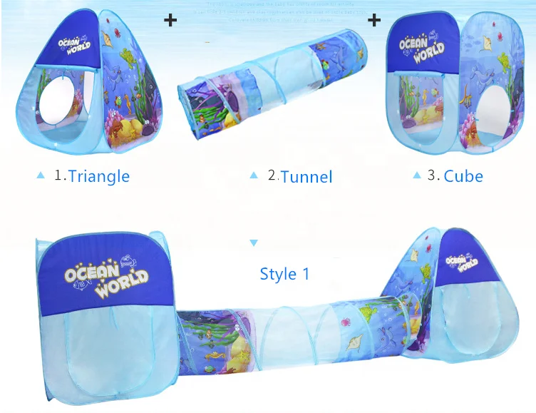 
Kids Play Tent with Tunnel Ocean Ball Pit Pool with Basket Hoop for Toddler Outdoor Indoor 3 in 1 Pop up Playhouse for Children 