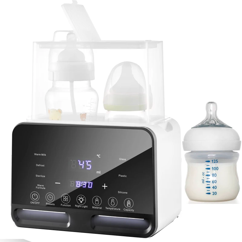 Fast Heating 9 in 1 Smart Temperature Control Baby Milk Formula Heater Sterilizer Double Baby Bottle Warmer