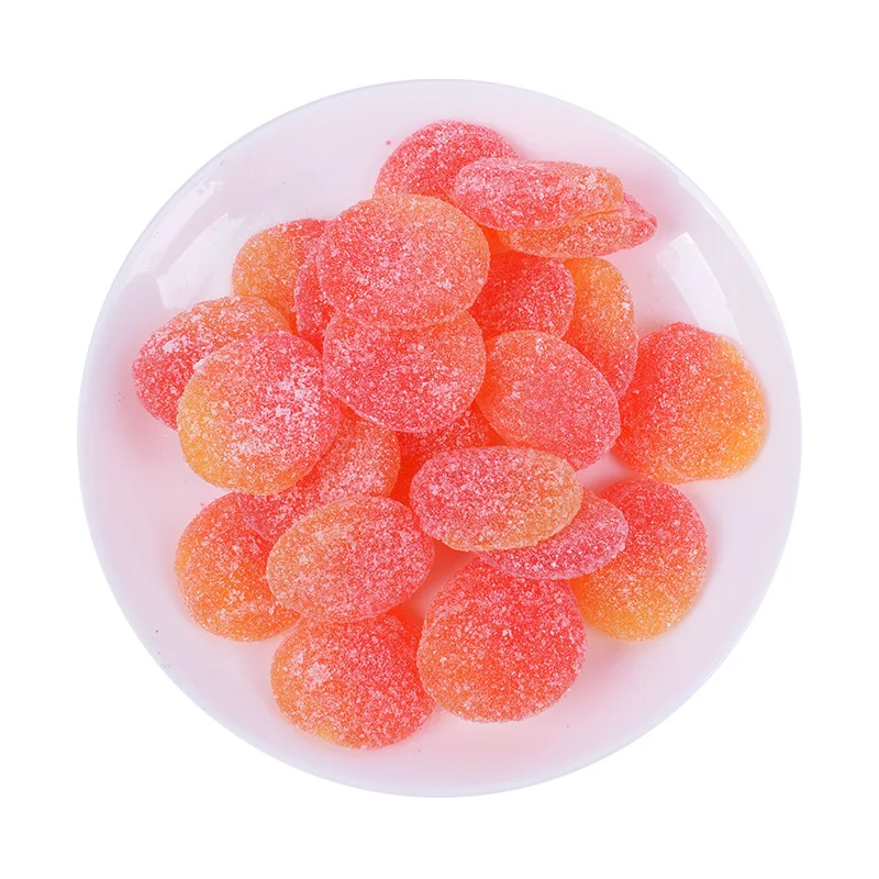 Manufacturer Direct Sale Peach Slice And Ring Shaped Gummy Candies In Gift Packing