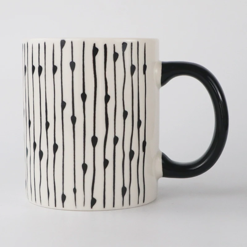 
Nordic Modern Geometric Patterns Tea Ceramic Coffee Mug Hand Painted Teacup ethiopian Coffee Cup set milk cup 
