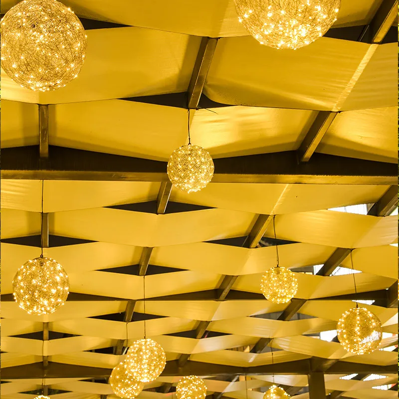 Wholesale 20/30/40/50cm Led Globe Rattan Ball Light Landscape Hanging Light Outdoor Round Ball Light Decor For Tree