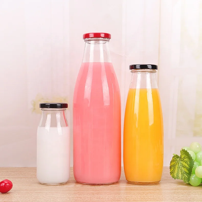 250ml 500ml 1000ml drink juice glass milk bottle wholesale with twist off lid