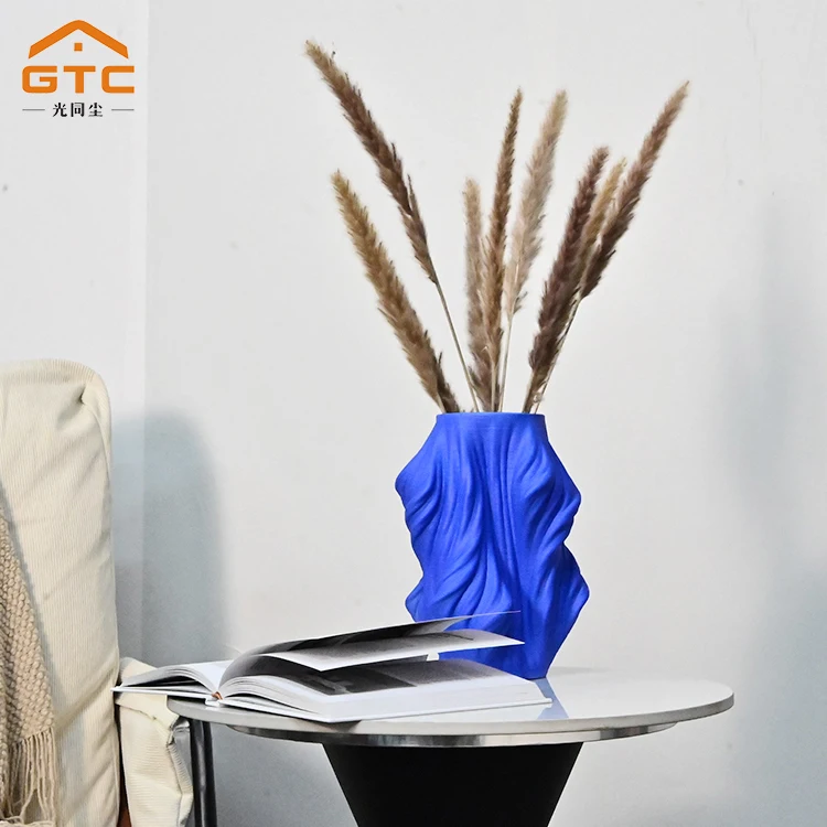 Modern Simplicity Blue Creative Decorative Flower Vase For Home Decor Art Desktop Office Decorative Resin Vase