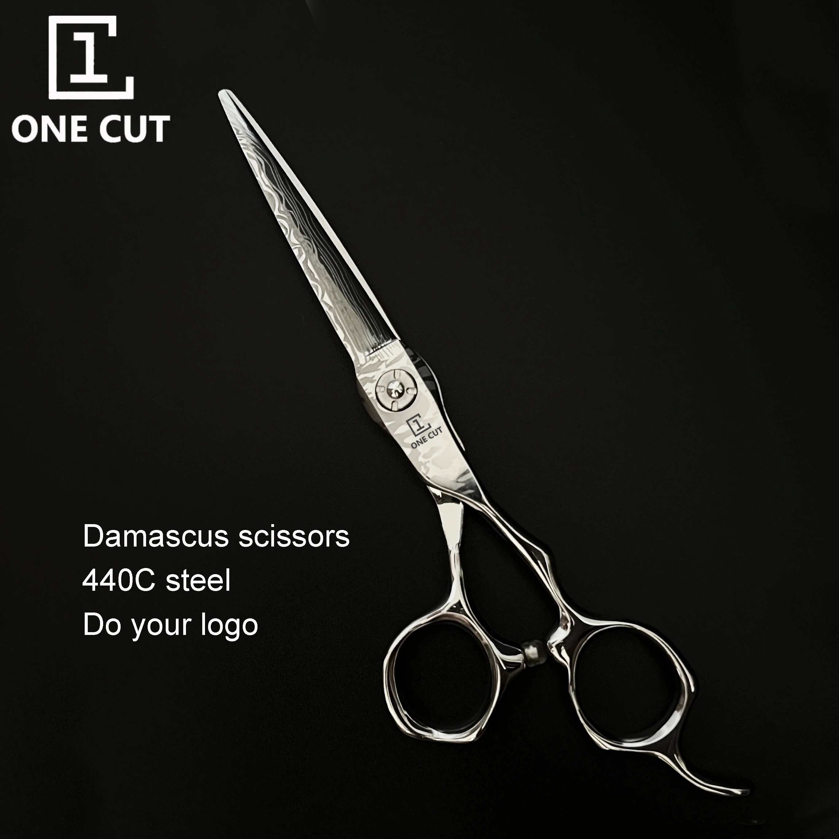 Damascus Coating Professional Hair Cutting Scissors 6 Inch Hairdressing Scissors Supply Logo
