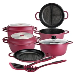 New Design 10pcs Kitchenware Non Stick Cooking Enamel Cast Iron Skillet Roaster And Casserole Set Cookware Sets