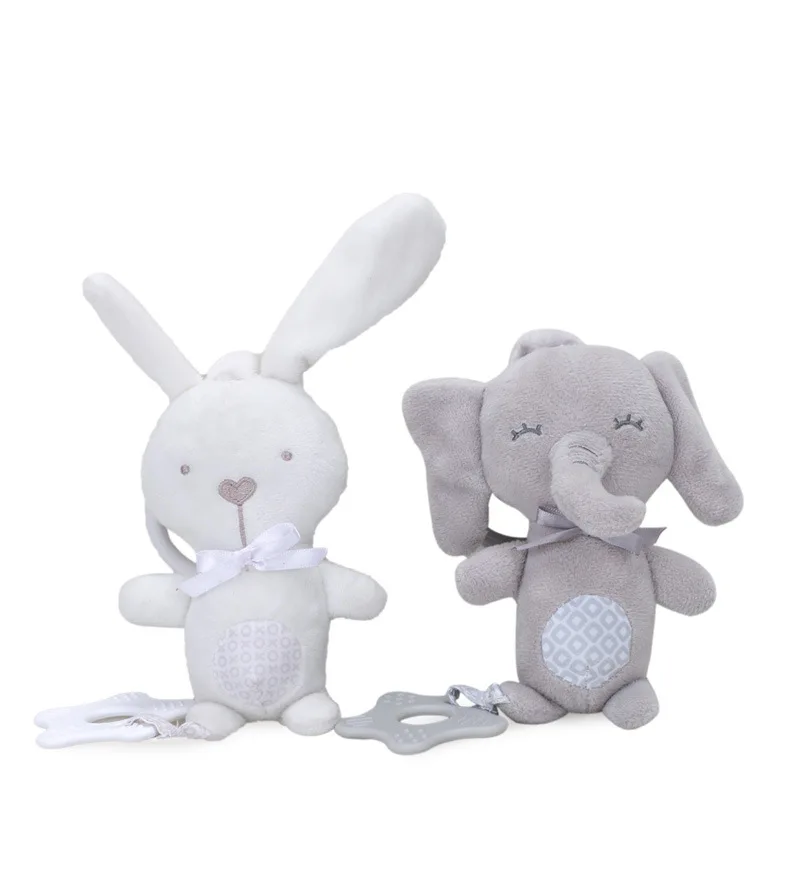 Baby Toy Soft Hanging Rattle with Teethers Newborn Soothing Toy Plush Animal Stroller Crib Wind Chimes Learning Hanging Toys