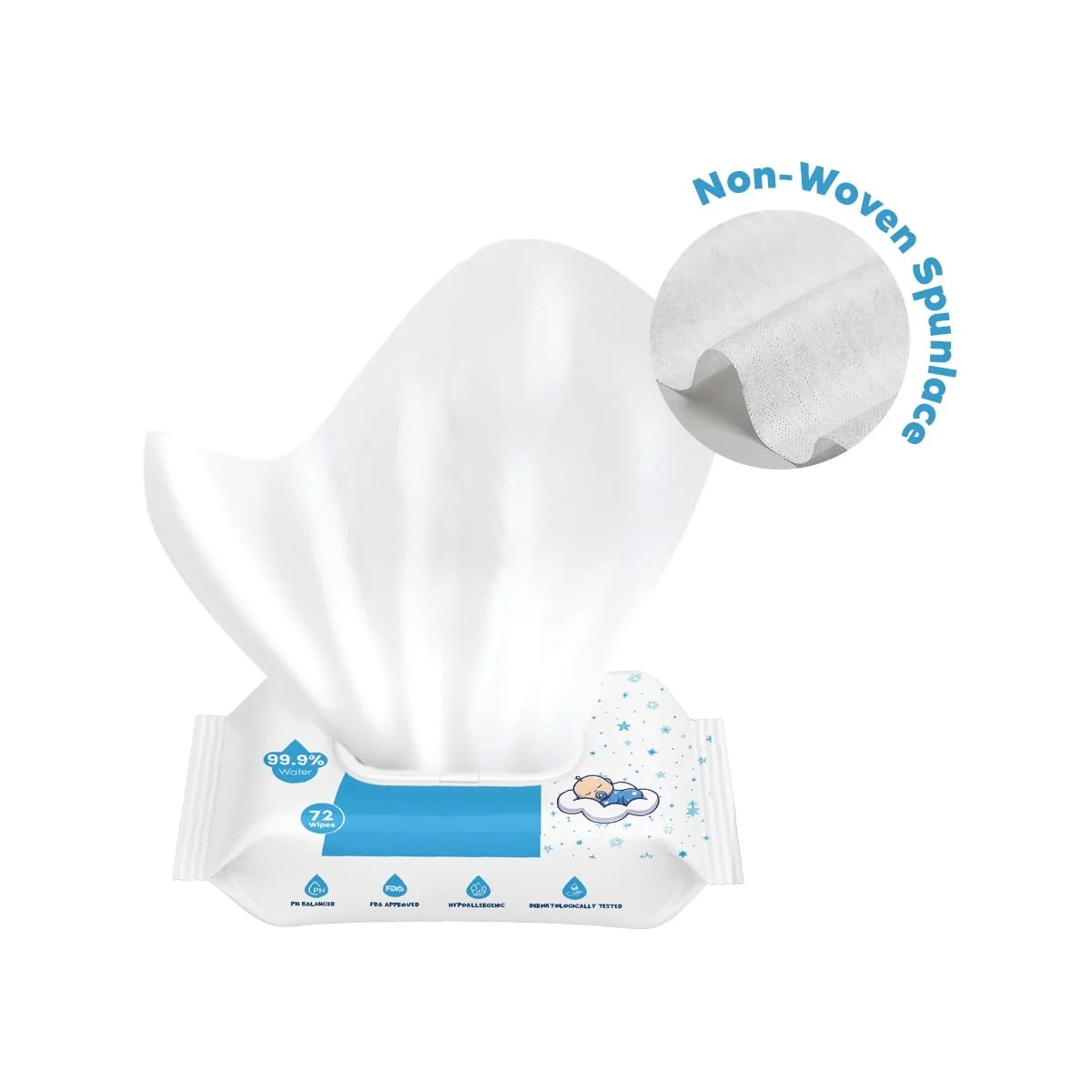 Customized Alcohol Free Baby Cleaning Wipes PH Balanced Pure Water Aqua Baby Wipes