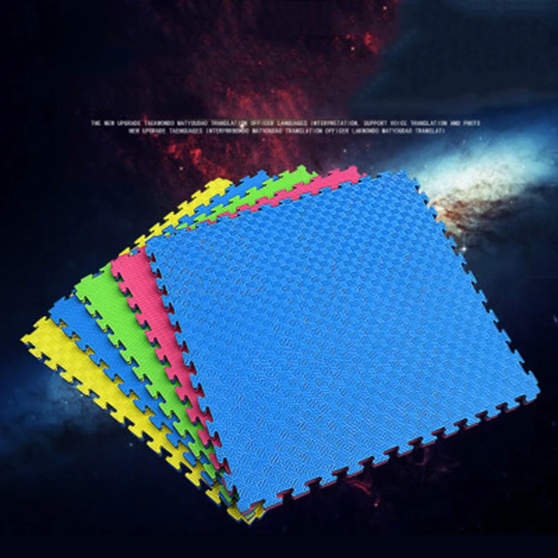 Discount 100x100x4cm Thicken EVA Fashion Soft Foam Tatami Martial Arts Taekwondo Roll Mats Gymnasiumf Floor PVC Baby Play Carpet