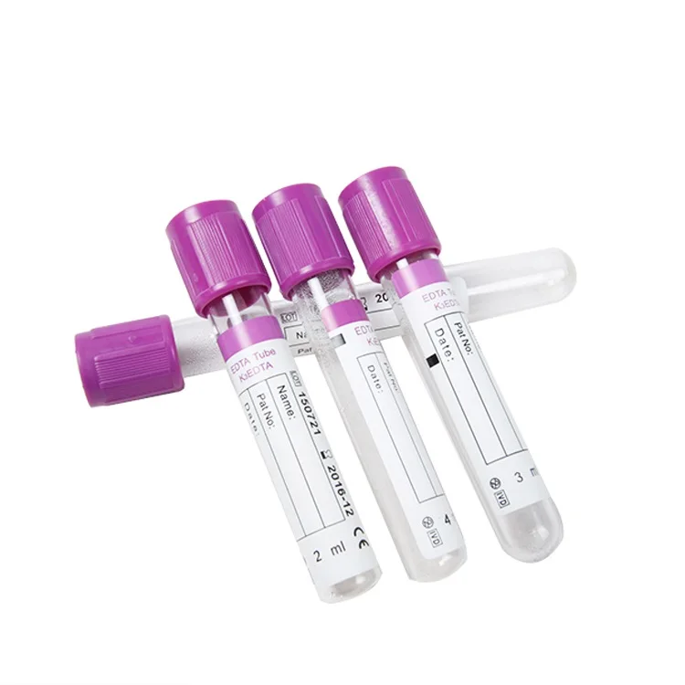 good price purple cap 2ml-6ml hospital disposable vacuum k2 k3 edta collection tube