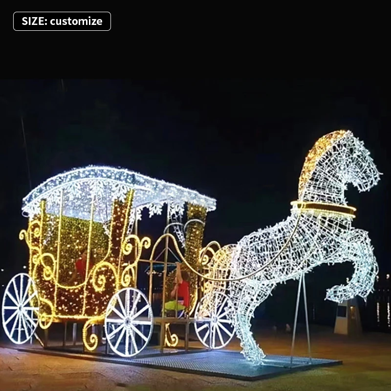 Custom Design Christmas Outdoor Light Show Street Motif Deer Motif Light Outdoor Christmas Decoration Carriage Motif Lights
