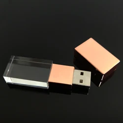 Wholesale  ROSE GOLD matte Glass Crystal USB flash Drives Thumb drive USB3.0 64GB 128GB  with USB gift box packing