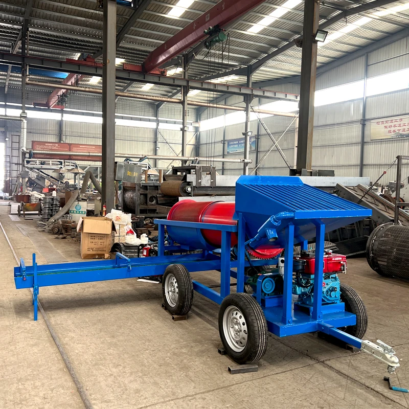 Gold mining trommel 10-20 tons per hour portable river alluvial gold 5 tons small scale gold processing plant
