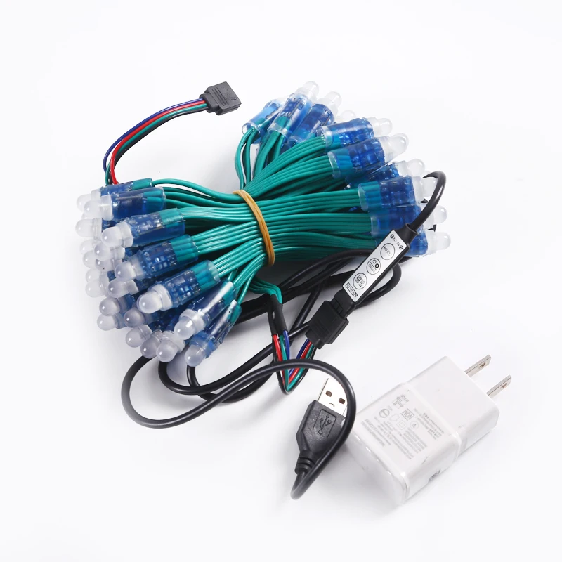 
High Quality USB 5v 12mm led RGB pixel module 50 node/string digital rgb color waterproof ip68 led string for letters sign 
