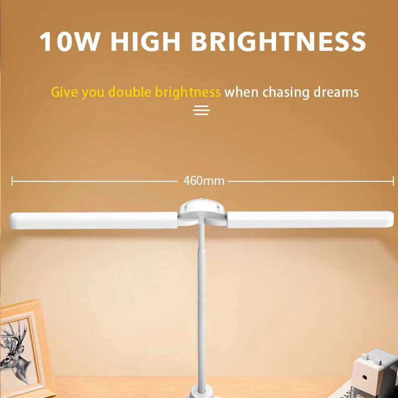 Double Head 360 Flexible Study Lamp Led Rechargeable Smart Usb Reading Desk Light Lamp For Work Hotel Office Home Table Lamps
