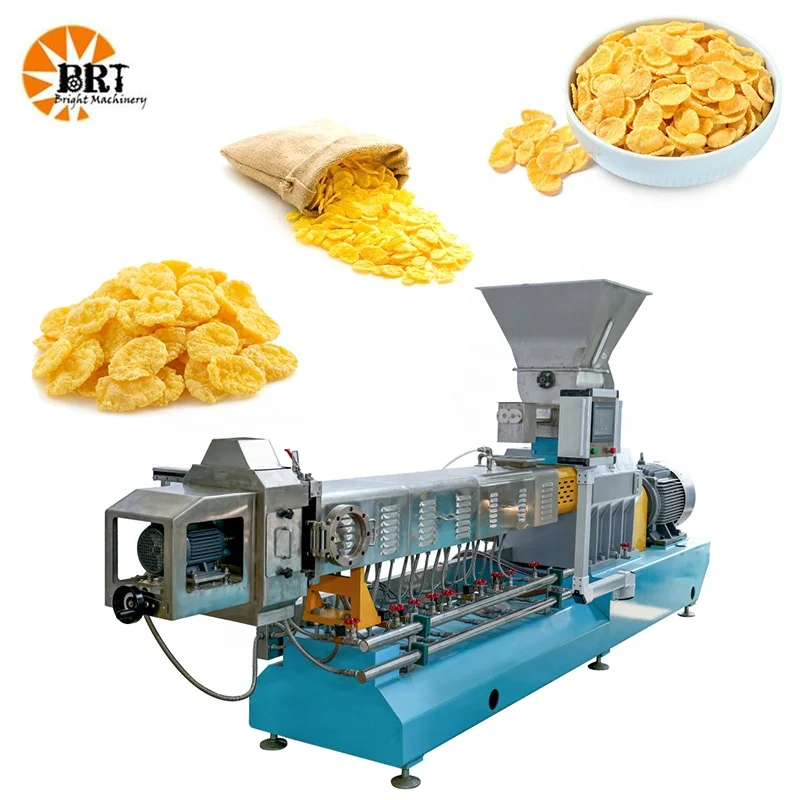 china manufacture breakfast cereal oat cornflakes extruder production line automatic corn flakes cereals processing machinery
