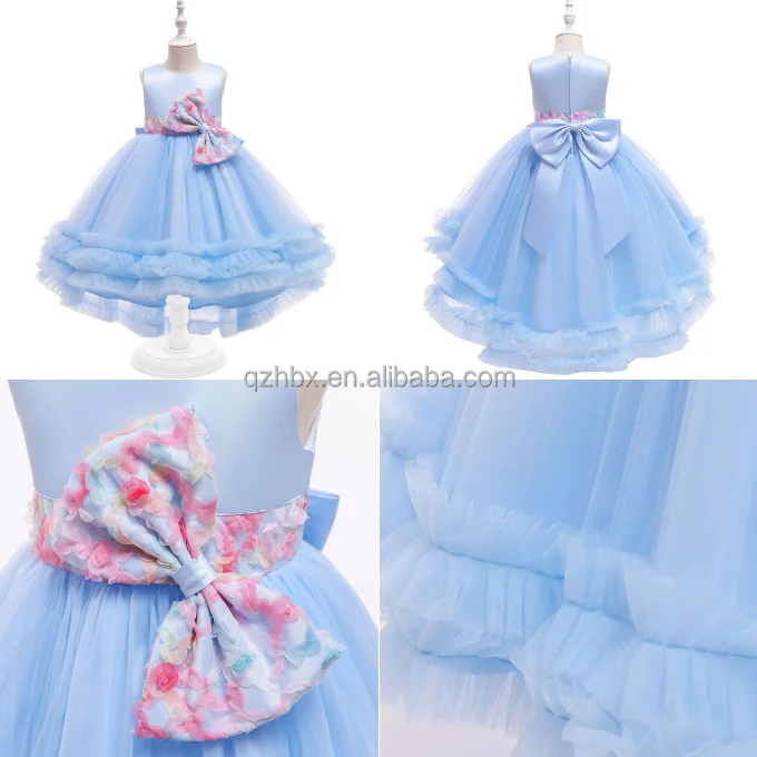 Детское пышное свадебное платье с бантом для маленьких девочек, Тюлевое платье, вечернее платье принцессы с цветами для девочек